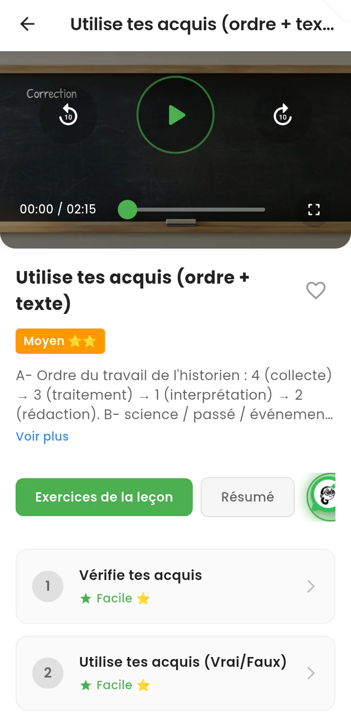 Correction d'un exercice en vidéo, avec la réponse résumée et la liste des autres exercices de la leçon.